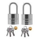 02 X Cadeados Medio 45mm Resistente Antifurto Chave Atomica Cilindro em Latão Maciço