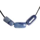 03 Barril Furado Longitudinal Pedra Quartzo Azul 20mm Tipo B