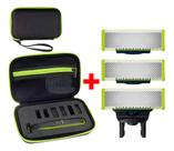 03 Lâminas Refil + Case P/ Barbeador Oneblade Philips