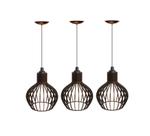 03 Pendentes Luminária De Teto Balcão De Cozinha Cor Preto