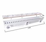 03 Ralo Linear Grelha PVC Branco E Tela Coletor Sifonado Piscina Box 8x51cm
