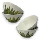 04 Bowl Tigela Cumbuca Cerâmica Folhagem Tropical Pequena