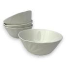 04 Bowl Tigela Cumbuca Cerâmica Relevo Floral Branco Pequena