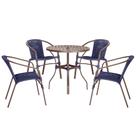 04 Cadeiras Floripa e Mesa Roma 80Cm Marrom e Corda Nautica Trama Original