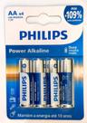 04 Pilhas Aa Pequena Alcalina LR6 Philips 1 Cartela