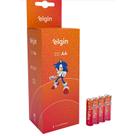 04 Pilhas Bateria AA Elgin Zinco Carvão 2A Pequena 1 Cartela 1.5V