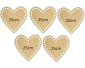 05 Bases Mdf De Coração Para Crochê/fio De Malha - 25x25cm