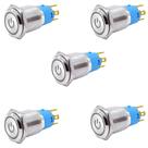 05 Botoes On/off Metal Trava Retenção 19mm 12v Led Branco
