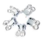 05 Brinco Cesta Amarrada Pedra Quartzo Cristal Prateado