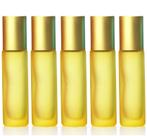 05 Frascos 10 Ml Roll-On Vidro Fosco Cor Amarelo Dourado