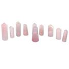 05 Mini Pontinha Quartzo Rosa Furado Para Pingente de Colar - Furo Vazado Lateral de 25 a 40mm - Atacado
