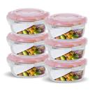06 Potes Hermético Vidro Redondo Freezer E Microondas 620ml