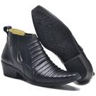 080CLA Bota Masculina de couro modelo texana cano curto preto