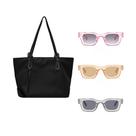 1 Bolsa De Praia Preta Feminina + 3 Óculos