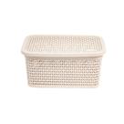 1 Caixa Organizadora 4 Litros, Cesta Rattan Reforçada com Tampa e Alças Laterais 1 Caixa Organizadora 4 Litros, Cesta Rattan Reforçada com Tampa e Alças Laterais