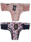1 Calcinha Carine microfibra,estampada,detalhe em renda