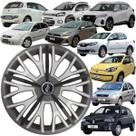 1 Calota Esportiva Modelo Triton Sport Aro 14 Polegadas Grafite Prata Preto Universal Elitte