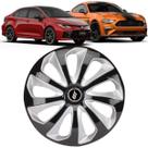 1 Calota Esportiva Modelo Velox Aro 14 Polegadas Preto com Prata Universal Elitte