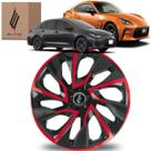 1 Calota Esportiva Universal Modelo DS4 Aro 14 Polegadas Preto Vermelha Elitte