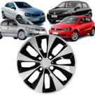 1 Calota Modelo Gol Voyage G5/G6 2013 Aro 14 Preto/Prata Cubo Alto Parafuso Grid