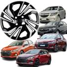 1 Calota Modelo Onix Prisma 2021 Aro 14 Preto/Prata Cubo Alto Parafuso Grid
