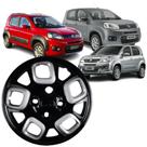 1 Calota Modelo Uno Vivace 2015 Aro 13 Preto/Prata Cubo Baixo Parafuso Grid