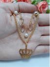 1 Choker 1 Colar Folheado A Ouro 18k Ping. Coroa