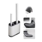 1 Escova Sanitária 3 em 1 Silicone e Cerdas com Suporte Ventilado Limpeza Profunda para Vaso Sanitário Banheiro Cabo Ergonômico Secagem Rápida Duhome