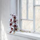 1 Galho de Orquídea Branca com Vinho Artificial - Flor Permanente Para Compor Vasos e Arranjos - DE1424 1 Galho de Orquídea Branca com Vinho Artificial - Flor Permanente Para Compor Vasos e Arranjos - DE1424