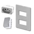 1 Interruptor Simples + 1 Tomada 20a Recta Satin Prata B.lux 1 Interruptor Simples + 1 Tomada 20a Recta Satin Prata B.lux