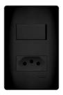 1 Interruptor Simples e 1 Tomada Preta 2P+T 20A/250V com placa Habitat Black - Fame