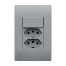 1 Interruptor Simples E 2 Tomadas 2P+T 20A/250V Com Placa Linha Habitat Onix - Fame 1 Interruptor Simples E 2 Tomadas 2P+T 20A/250V Com Placa Linha Habitat Onix - Fame