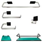 1 Kit Para Banheiro Bali LUXO Prata Preto Reto