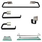 1 Kit Para Banheiro Castro Lux Preto Prata Reto