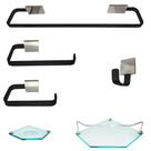 1 Kit Para Banheiro Castro Lux Preto Prata Sextavado