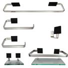 1 Kit Para Banheiro Glass Lux Prata Preto 1 Kit Para Banheiro Glass Lux Prata Preto