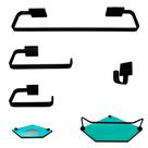 1 Kit Para Banheiro Luxo Cairo Preto Sextavado 1 Kit Para Banheiro Luxo Cairo Preto Sextavado