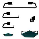 1 Kit Para Banheiro Luxo Cairo Preto Sextavado 1 Kit Para Banheiro Luxo Cairo Preto Sextavado