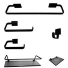 1 Kit Para Banheiro Luxo Cairo Preto Vidro Fumê 6 Peças 1 Kit Para Banheiro Luxo Cairo Preto Vidro Fumê 6 Peças