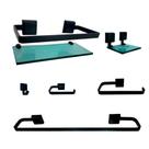 1 Kit Para Banheiro Luxo Preto 6 Peças Verde 1 Kit Para Banheiro Luxo Preto 6 Peças Verde