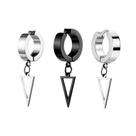 1 par Brinco de Pressão Argola masculino Preto Prata Em Aço Inox triângulo triângulo Vazado 1 par Brinco de Pressão Argola masculino Preto Prata Em Aço Inox triângulo triângulo Vazado