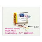 1 Peça 503450 3 Fios C/ 1000mah 3,7v 5mm X 34mm X 50mm - 1 Peça 503450 3 Fios C/ 1000mah 3,7v 5mm X 34mm X 50mm -