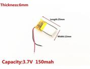 1 Peça 601225 3,7v Com 2 Fios 6mm X 12mm X 25mm 150mah - 1 Peça 601225 3,7v Com 2 Fios 6mm X 12mm X 25mm 150mah -