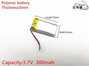 1 Peça 601535 2 Fios 300mah 6mm X 15mm X 35mm 3,7v 1 Peça 601535 2 Fios 300mah 6mm X 15mm X 35mm 3,7v