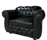 1 POLTRONA CHESTERFIELD CAPITONE IMPERATRIZ - CORANO PRETO / sala - recepção - barbearia - decoração - TV - recepção