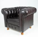 1 poltrona chesterfield capitone luiz xv assento individual courano café / barbearia - escritório - sala de estar