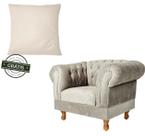 1 Poltrona Chesterfield Duque + 1 Almofada - Suede Nude / sala de estar Recepção