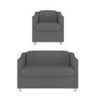 1 Poltrona e Namoradeira Decorativa Reforçada Suede