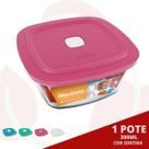 1 Pote de Vidro Quadrado c/ Tampa Sortida Marinex 300ML