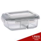 1 Pote Retangular 1040ML c/ Divisória e Tampa Marmita Lancheira